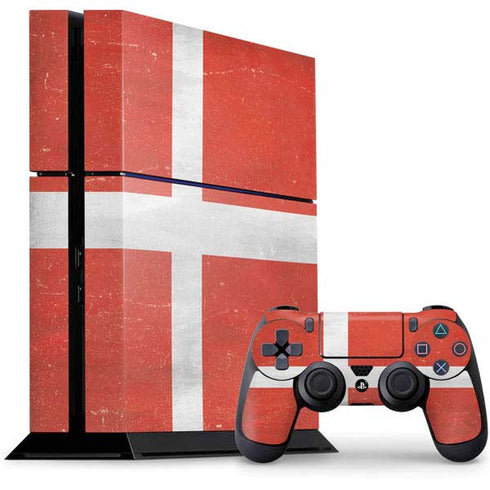 Denmark Flag Distressed PlayStation PS4 Skins